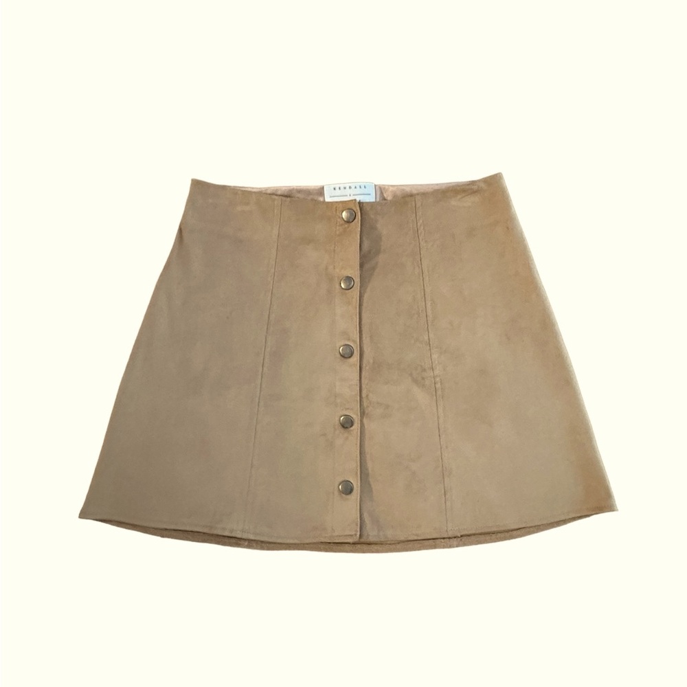 Kendall And Kylie Womens, A‎ Line Skirt Brown Mini Lined Snap Buttons Small nice
